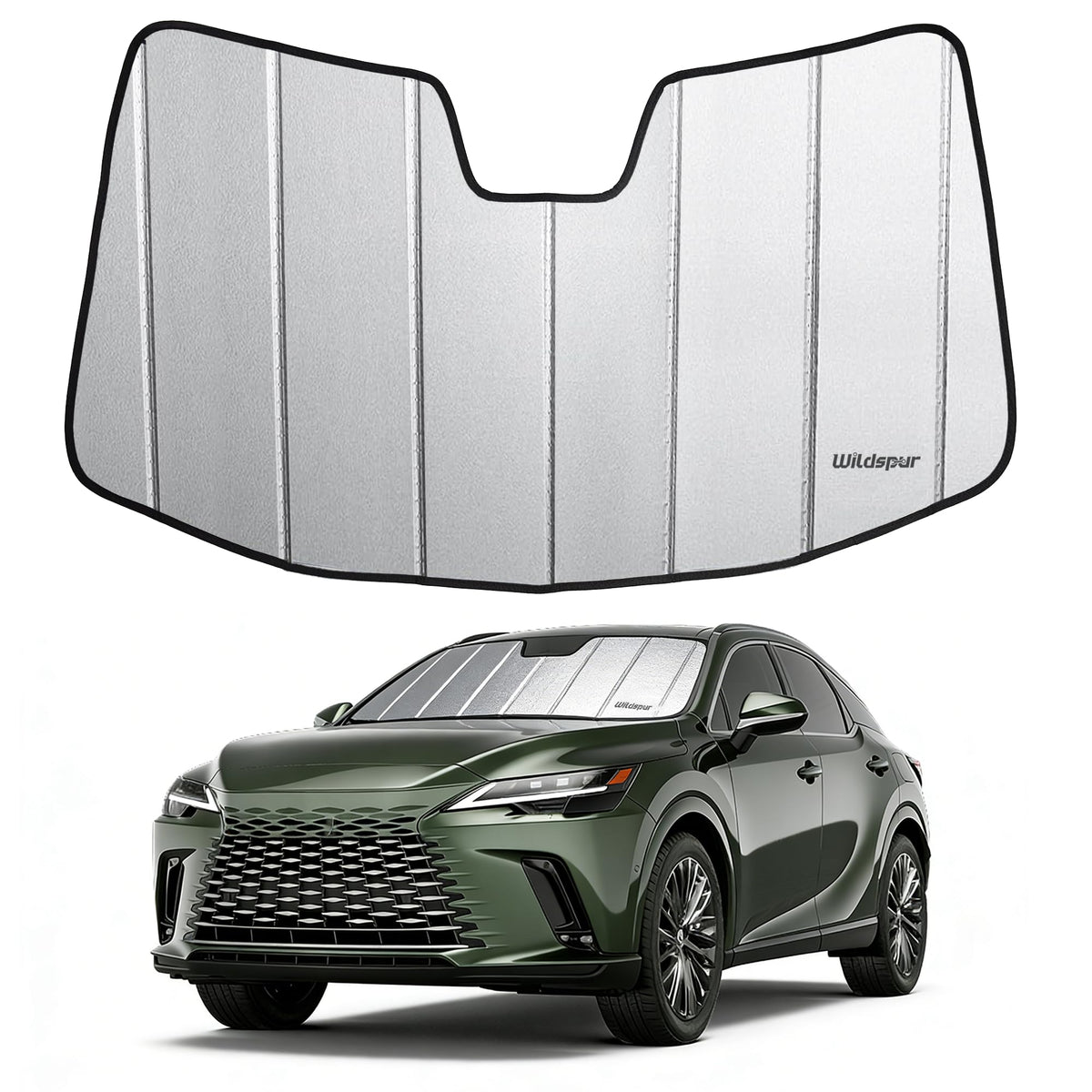 Windshield Sun Shade for Lexus RX - Triple Laminate Front Window Sunshade - Accordion Folding Design with Storage Bag