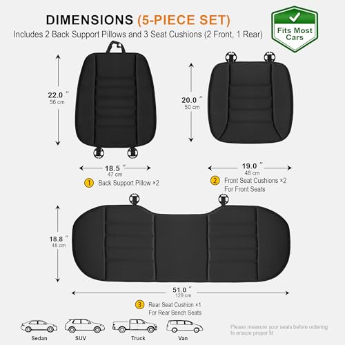 kingphenix Car Seat Cushion with Back Support Pillow, Memory Foam