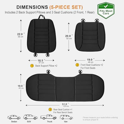 kingphenix Car Seat Cushion with Back Support Pillow, Memory Foam