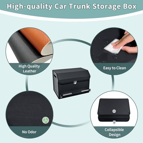 Car Trunk Organizer Leather Car Storage Organizer with Lid Car Organizer
