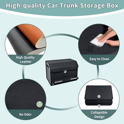 Car Trunk Organizer Leather Car Storage Organizer with Lid Car Organizer