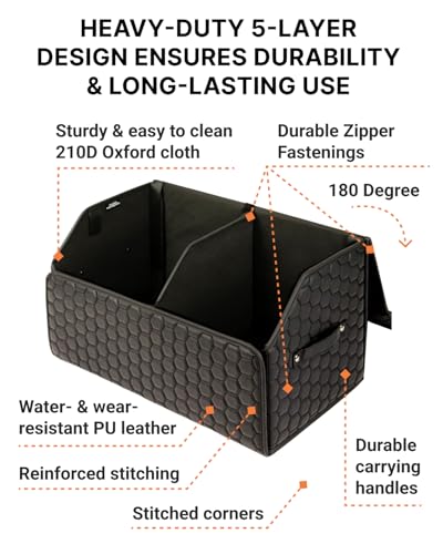 Owleys Car Trunk Organizer for SUV, Lid, PU Leather, 40L or 50L