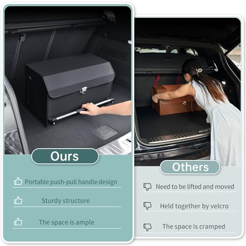 Car Trunk Organizer Leather Car Storage Organizer with Lid Car Organizer
