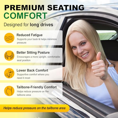 kingphenix Car Seat Cushion with Back Support Pillow, Memory Foam