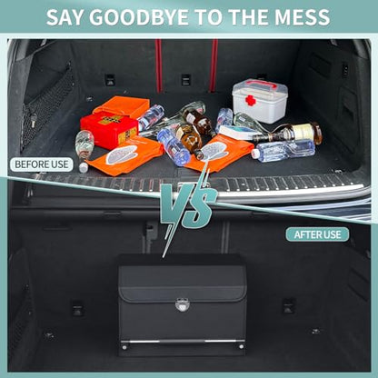 Car Trunk Organizer Leather Car Storage Organizer with Lid Car Organizer