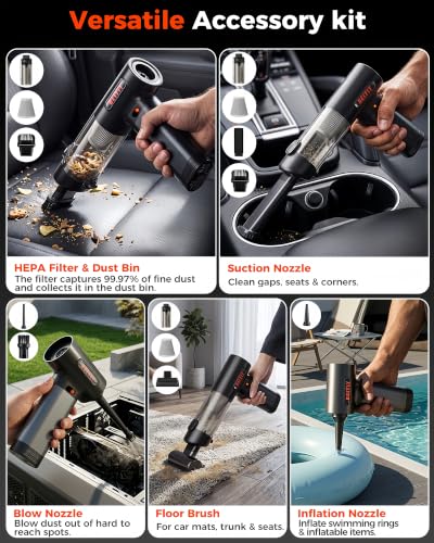 BELTLY FT55 Portable Car Vacuum with Removable Battery 19kPa Suction Power