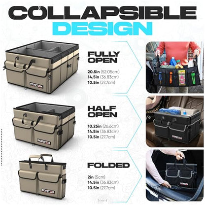 FORTEM Trunk Organizer - Foldable Car Organizer & Storage for SUVs & Trucks