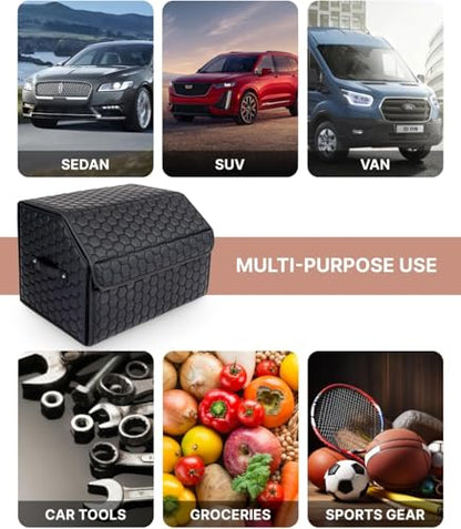 Owleys Car Trunk Organizer for SUV, Lid, PU Leather, 40L or 50L