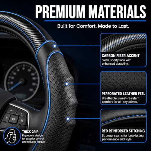 18 Inch Semi Truck Steering Wheel Cover for Freightliner Cascadia, Kenworth T680 T880, Peterbilt 579 & Volvo VNL – Heavy Duty Anti-Slip Leather Grip for Big Rig Class 8 Trucks
