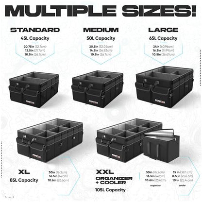 FORTEM Trunk Organizer - Foldable Car Organizer & Storage for SUVs & Trucks