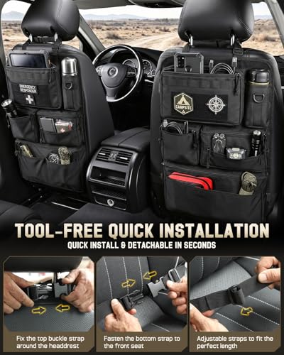 Pitozer All in One Car Seat Back Organizer Fit Most Cars SUV Trucks Jeeps