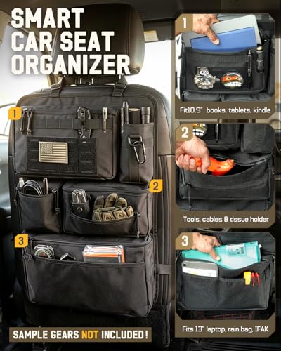 Pitozer All in One Car Seat Back Organizer Fit Most Cars SUV Trucks Jeeps