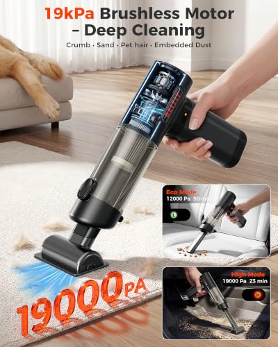 BELTLY FT55 Portable Car Vacuum with Removable Battery 19kPa Suction Power
