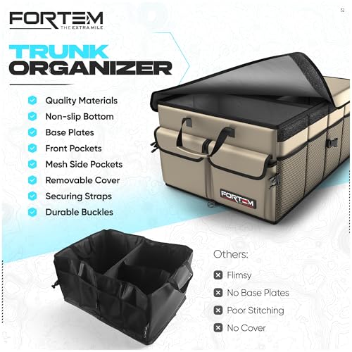 FORTEM Trunk Organizer - Foldable Car Organizer & Storage for SUVs & Trucks