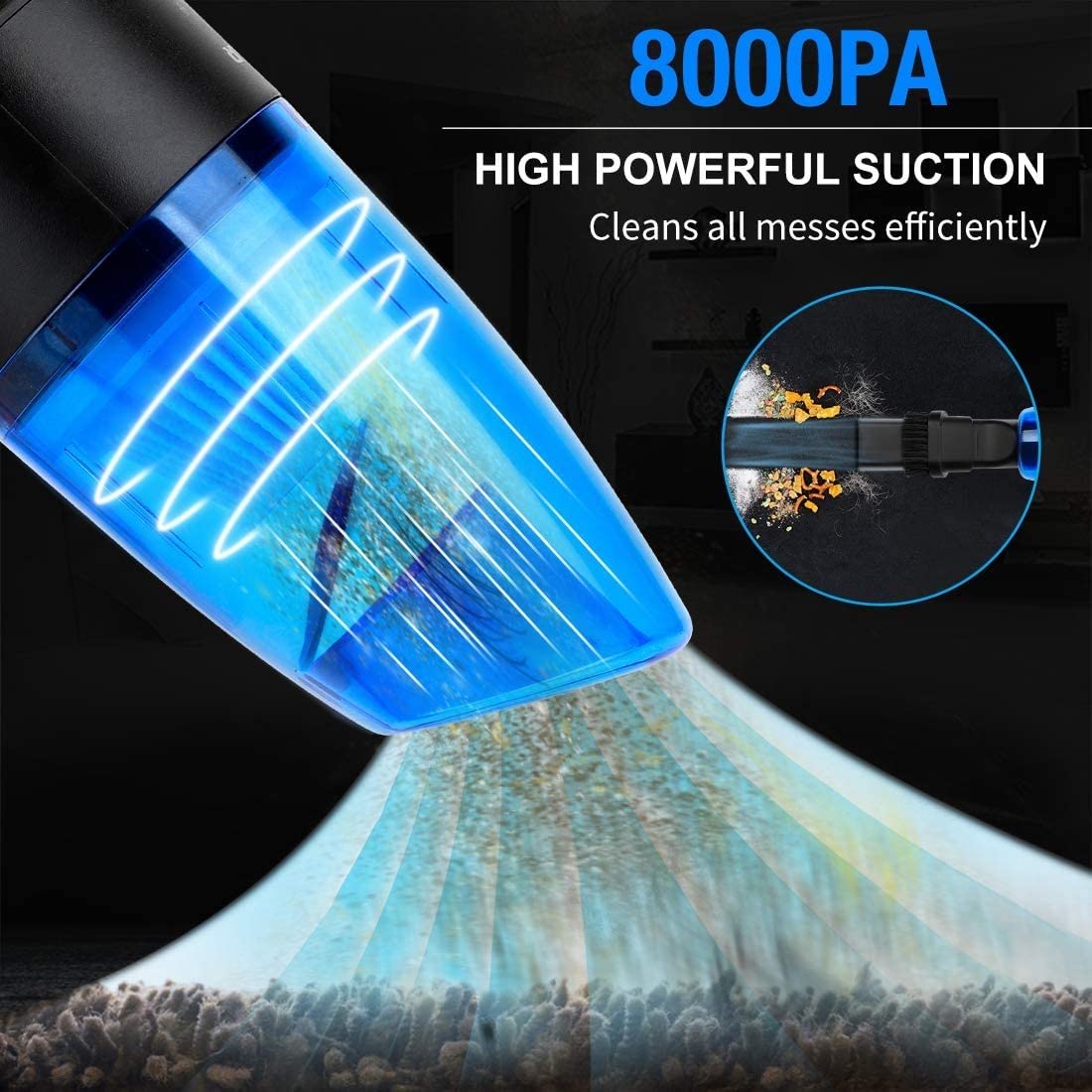 MVNOIRE Cordless Electric Compressed Air Duster-Blower & Vacuum 2-in-1, Replaces Canned Spray Cleaner for Computer Keyboard