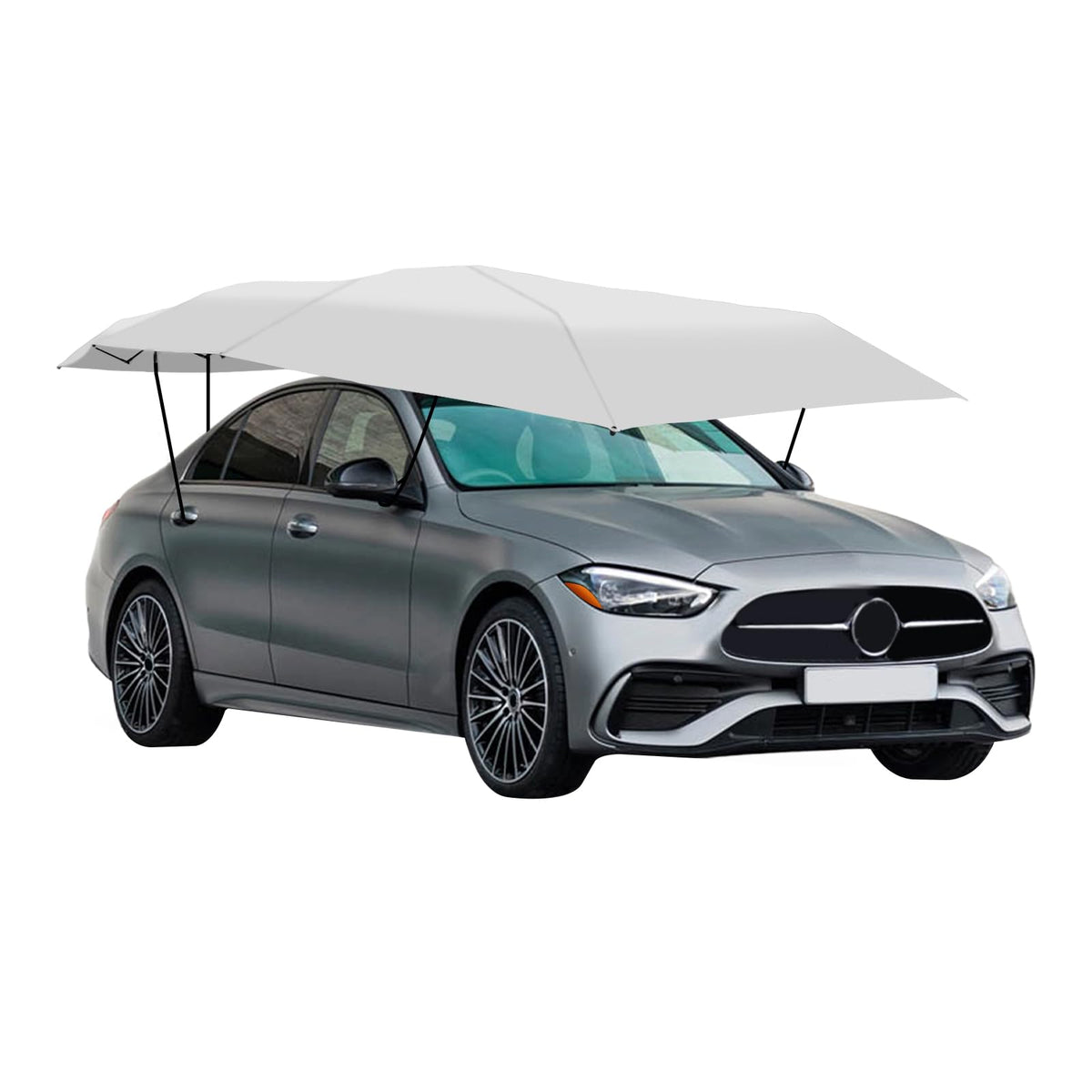 Car Sun Shade Umbrella Tent, UPF 30+ Waterproof Car Canopy Awning Cover, Wind Resistant Anti-Theft Car Protective Tent with Hydraulic Assist for Sun Rain Dust Protection