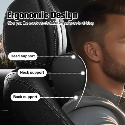 HOPON Headrest Pillow for Tesla Model 3 Model Y with Adjustable Strap,Tesla Neck Pillow with Leather,for Head,Neck,Shoulders,Multipurpose,Tesla Accessories