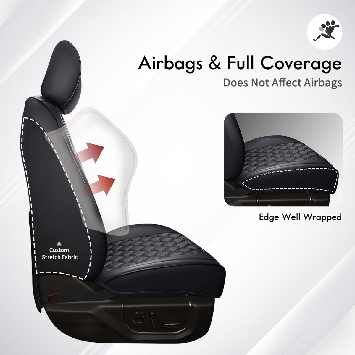 Huidasource Fit for Silverado Sierra Seat Cover, Thickened Split Nappa Leather Truck Seat Covers