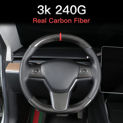 Tesla Carbon Fiber Steering Wheel Cover Custom Fit