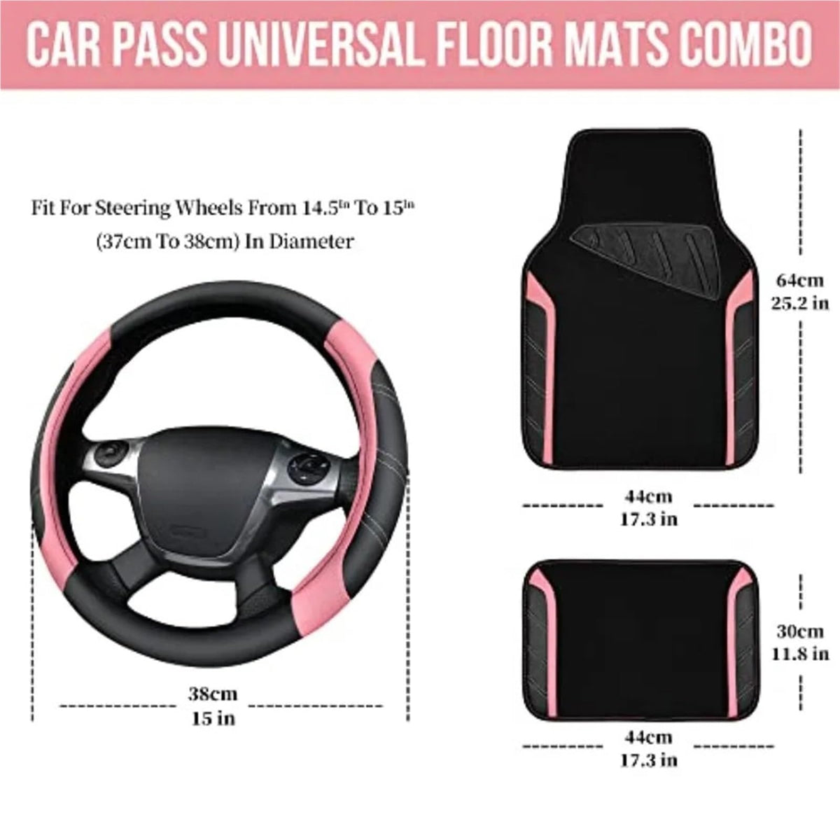 Microfiber Steering Wheel Cover & Car Floor Mats Combo