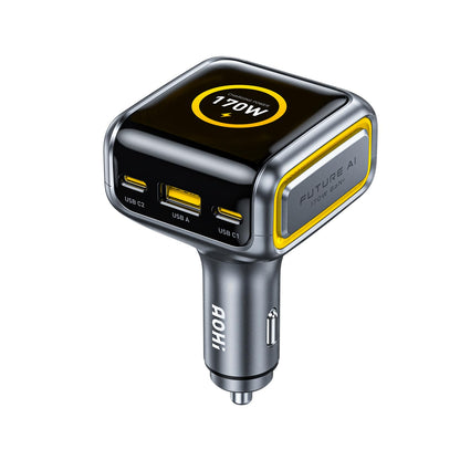 AOHI SUPERAUTO 170W 3-Port Car Charger, 140W PD 3.1 with TFT Smart Display