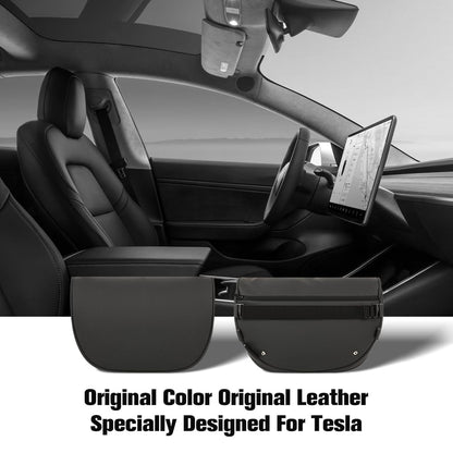 HOPON Headrest Pillow for Tesla Model 3 Model Y with Adjustable Strap,Tesla Neck Pillow with Leather,for Head,Neck,Shoulders,Multipurpose,Tesla Accessories