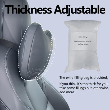 TANOLA TESBEAUTY Tesla Seat Headrest Pillow 2 Packs Tesla Neck Pillow Uniquely Designed for Tesla Model Y/3 Neck Support Cushion Genuine Nappa Leather White Black