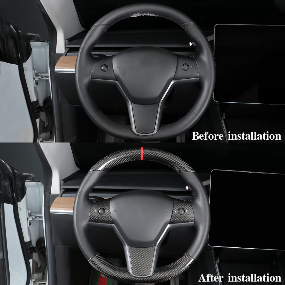 Tesla Carbon Fiber Steering Wheel Cover Custom Fit