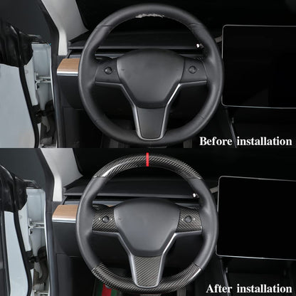 Tesla Carbon Fiber Steering Wheel Cover Custom Fit