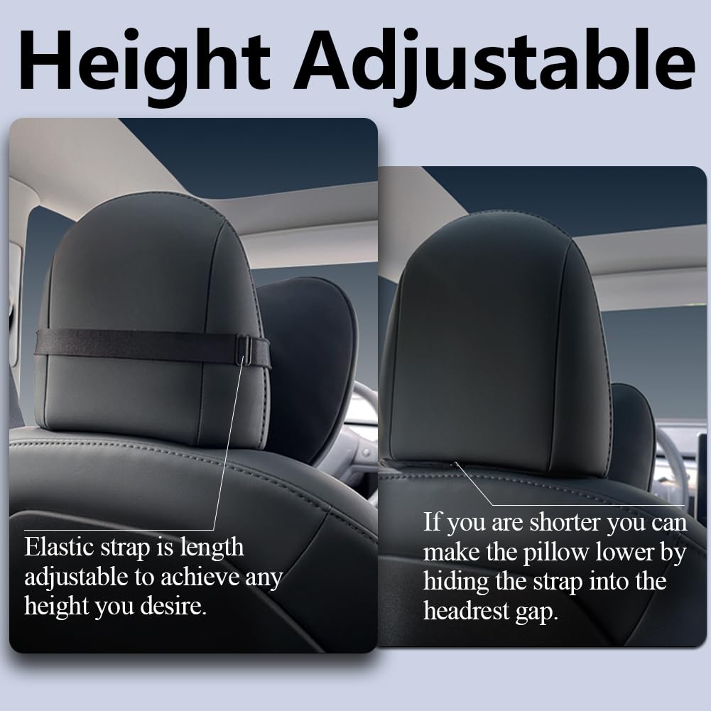 TANOLA TESBEAUTY Tesla Seat Headrest Pillow 2 Packs Tesla Neck Pillow Uniquely Designed for Tesla Model Y/3 Neck Support Cushion Genuine Nappa Leather White Black