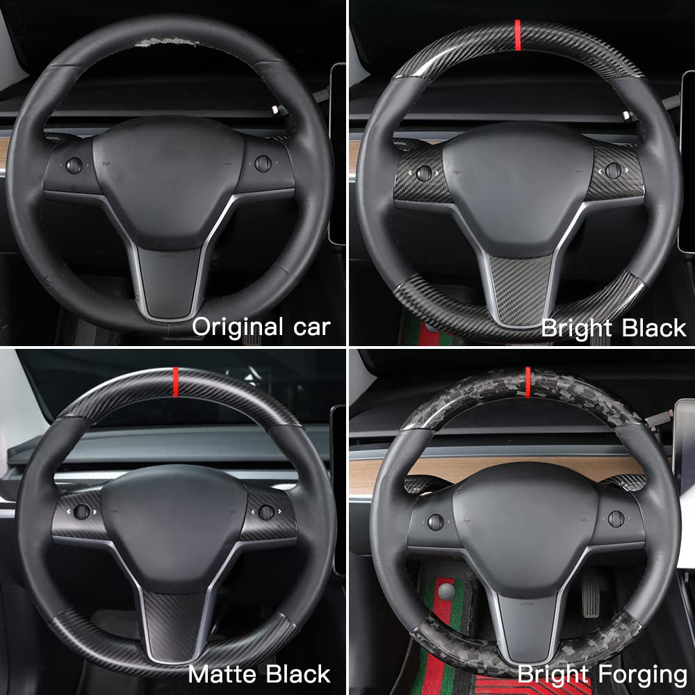 Tesla Carbon Fiber Steering Wheel Cover Custom Fit