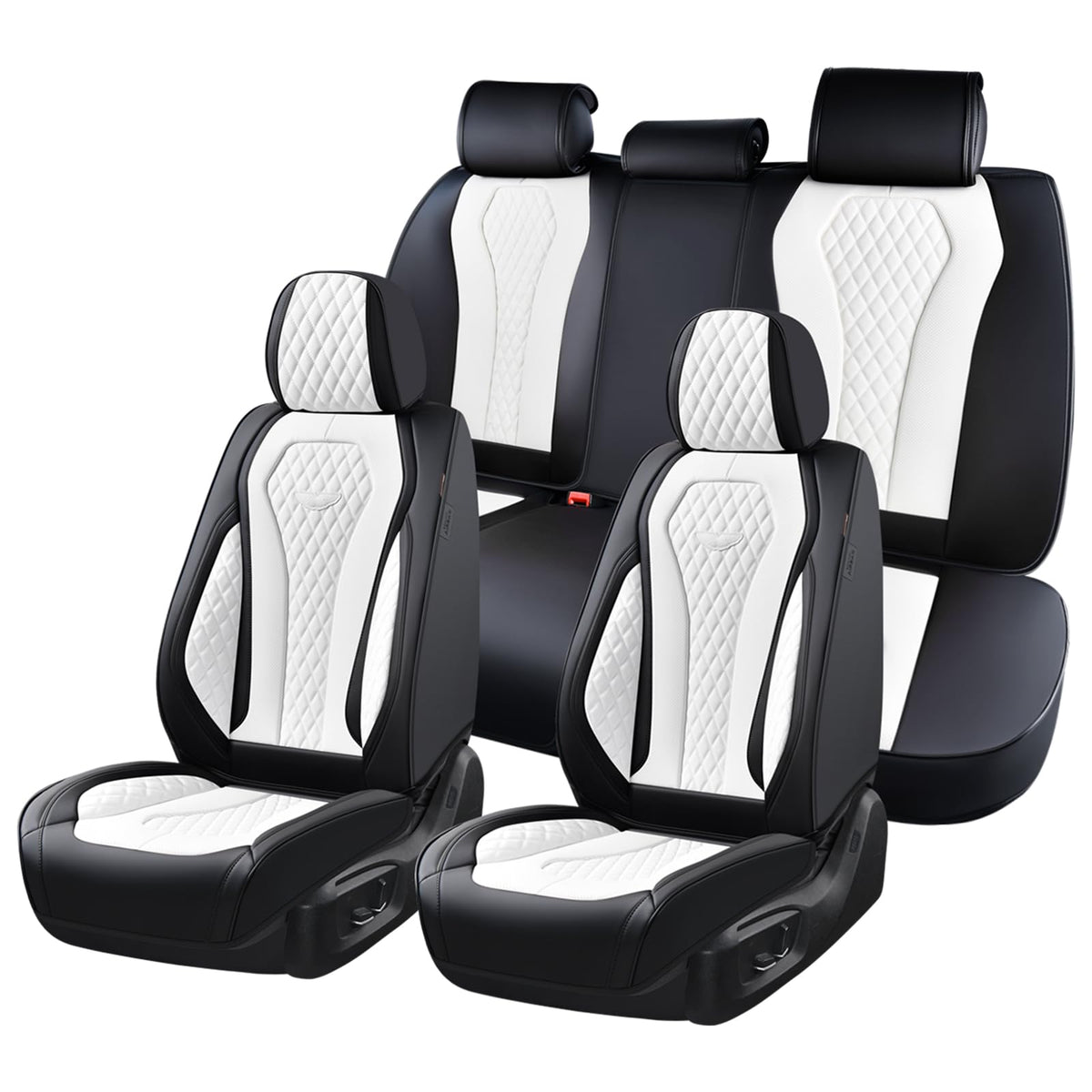 Coverado Seat Covers, Car Seat Covers Full Set, Leather Car Seat Cover, Car Seat Covers Front Seats Back Seat Cover Seat Protector Universal Fit Most Cars