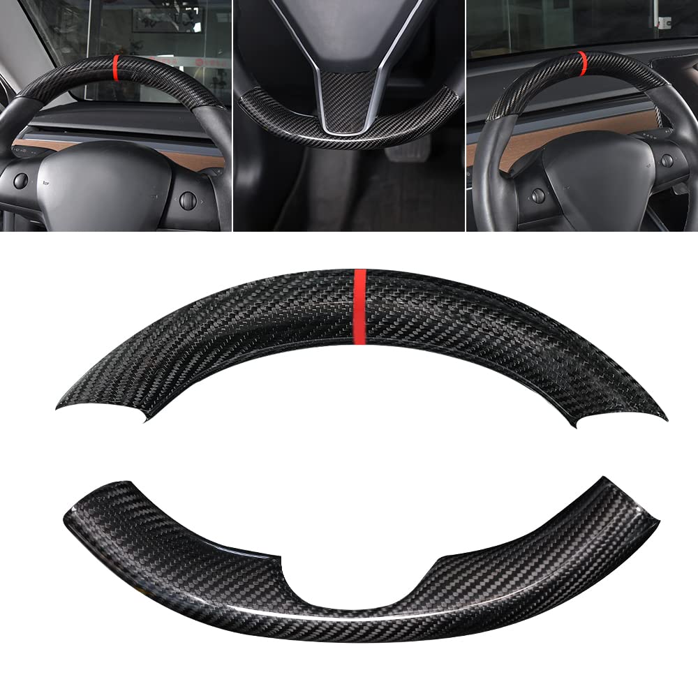 Tesla Carbon Fiber Steering Wheel Cover Custom Fit