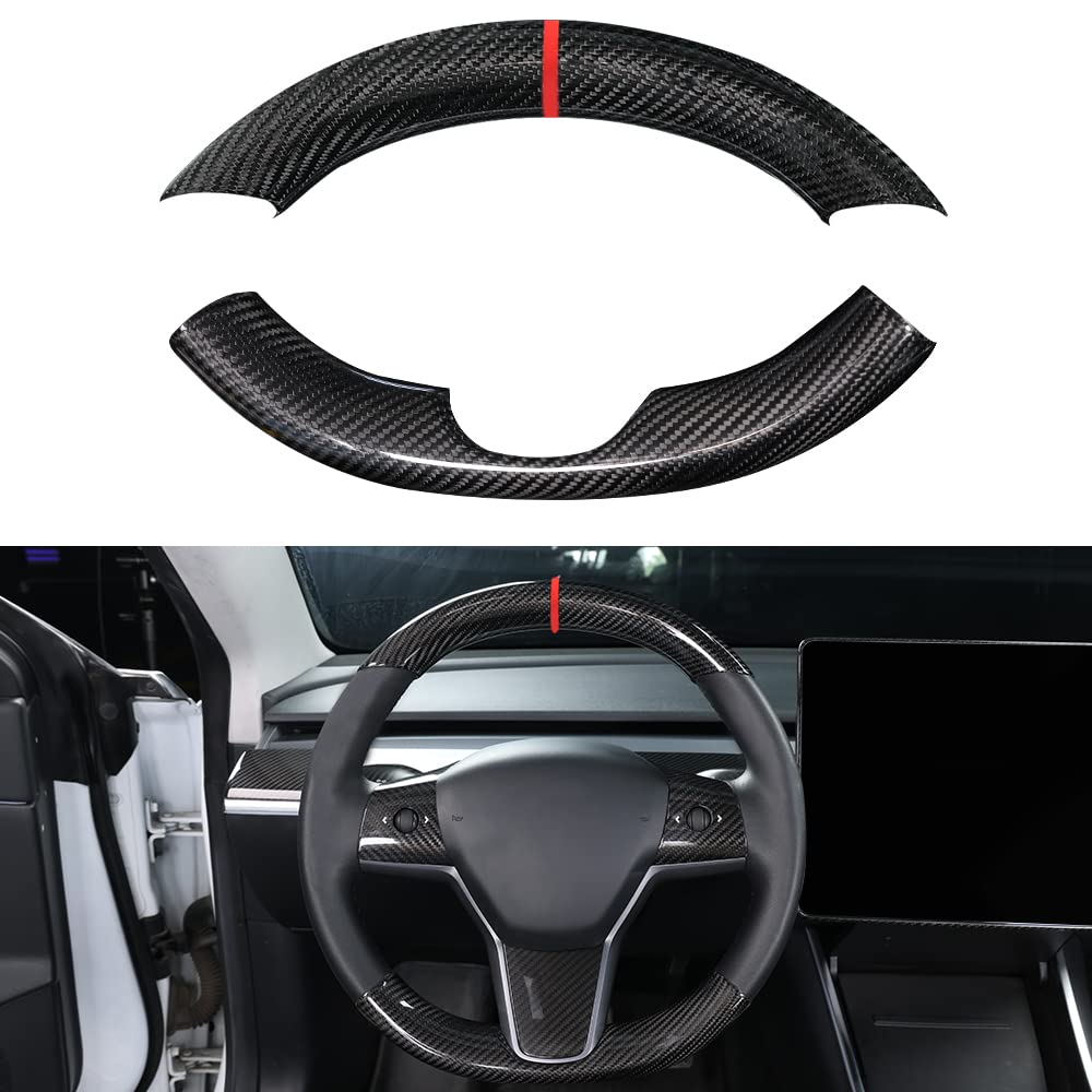 Tesla Carbon Fiber Steering Wheel Cover Custom Fit