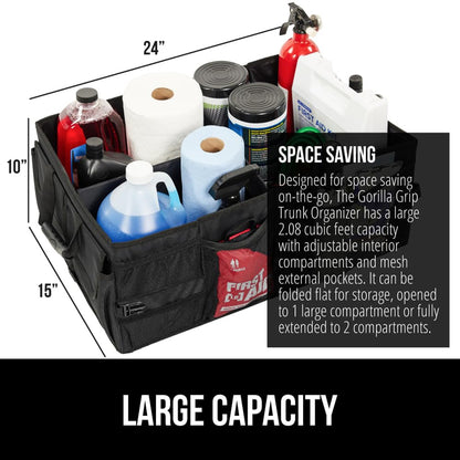 GORILLA GRIP Trunk Organizer for SUV and Cars, Large, 2 Pack Black
