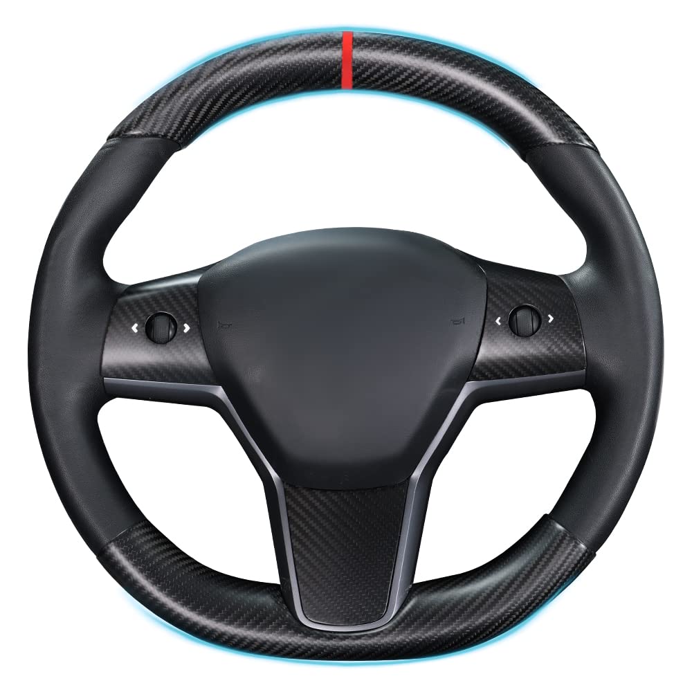 Tesla Carbon Fiber Steering Wheel Cover Custom Fit