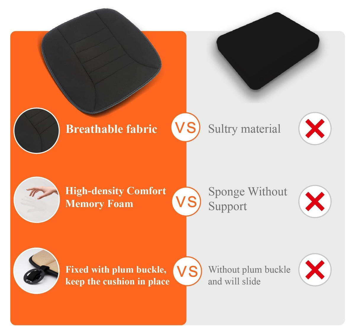 kingphenix Memory Foam Car Seat Cushion for Driver and Office Chair Comfort