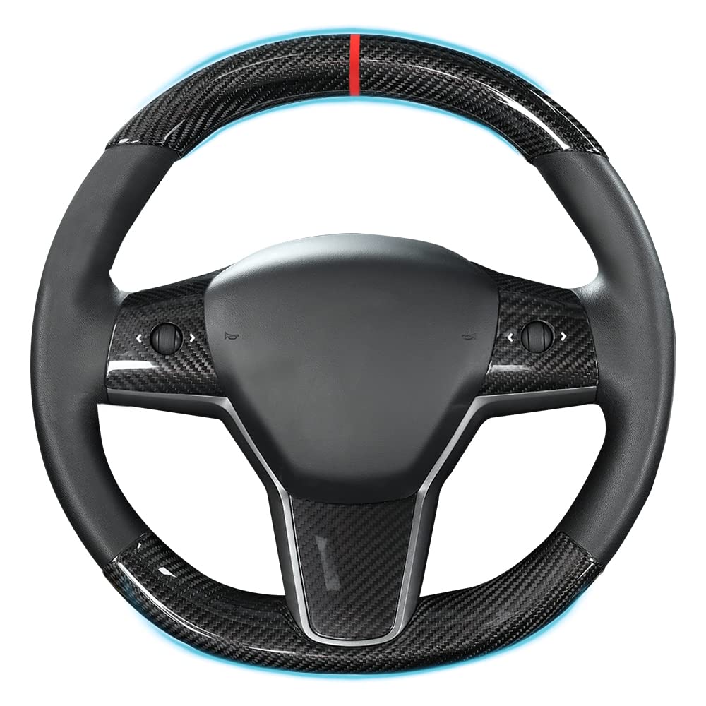 Tesla Carbon Fiber Steering Wheel Cover Custom Fit