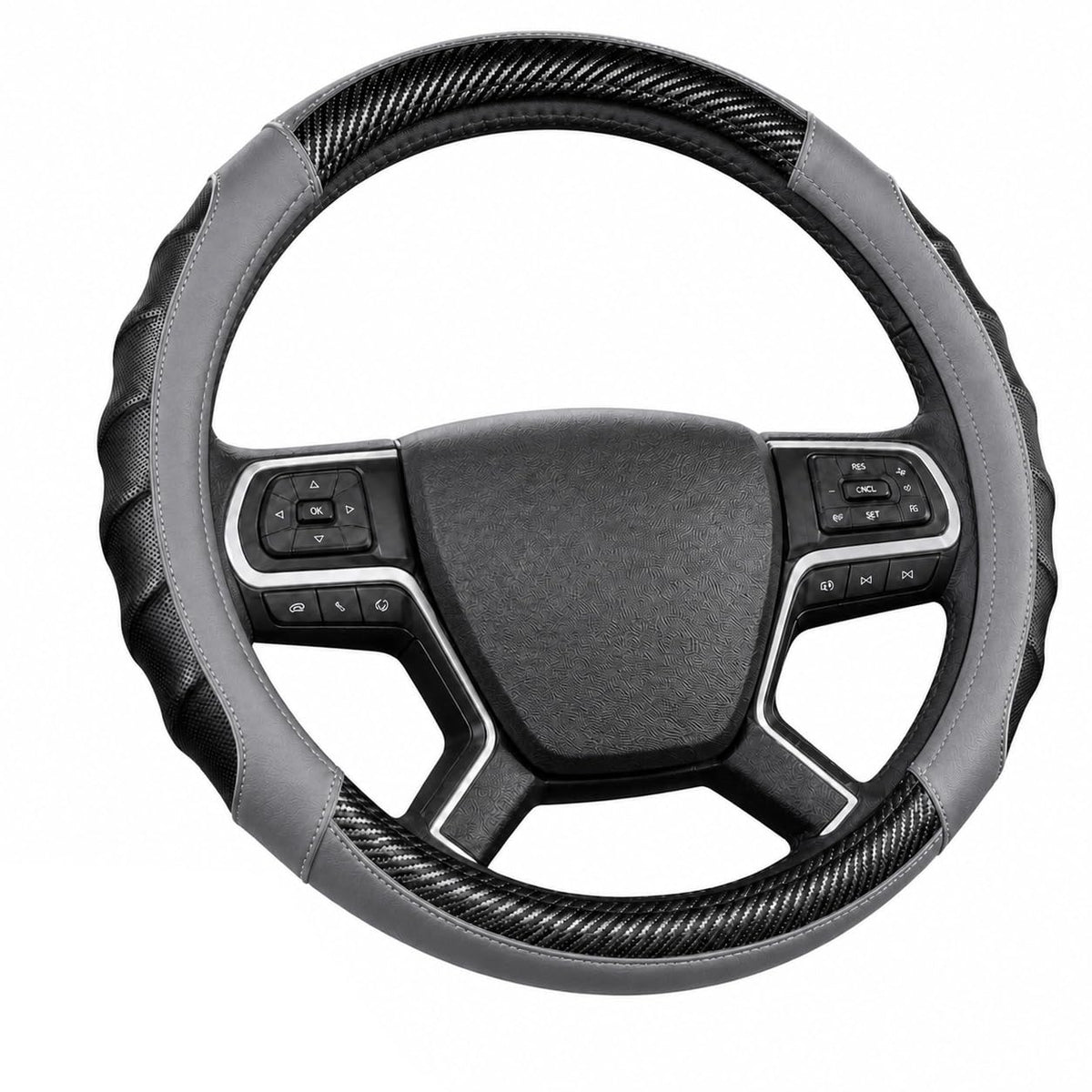 18 Inch Semi Truck Steering Wheel Cover for Freightliner Cascadia, Kenworth T680 T880, Peterbilt 579 & Volvo VNL – Heavy Duty Anti-Slip Leather Grip for Big Rig Class 8 Trucks