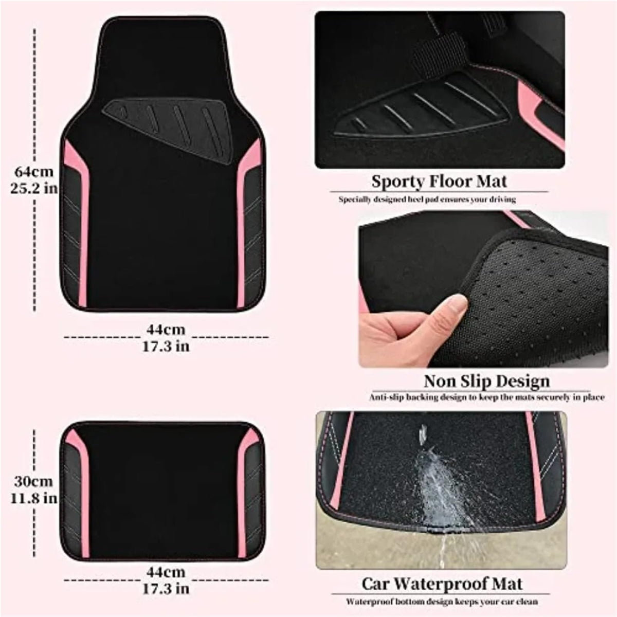 Microfiber Steering Wheel Cover & Car Floor Mats Combo