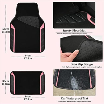 Microfiber Steering Wheel Cover & Car Floor Mats Combo