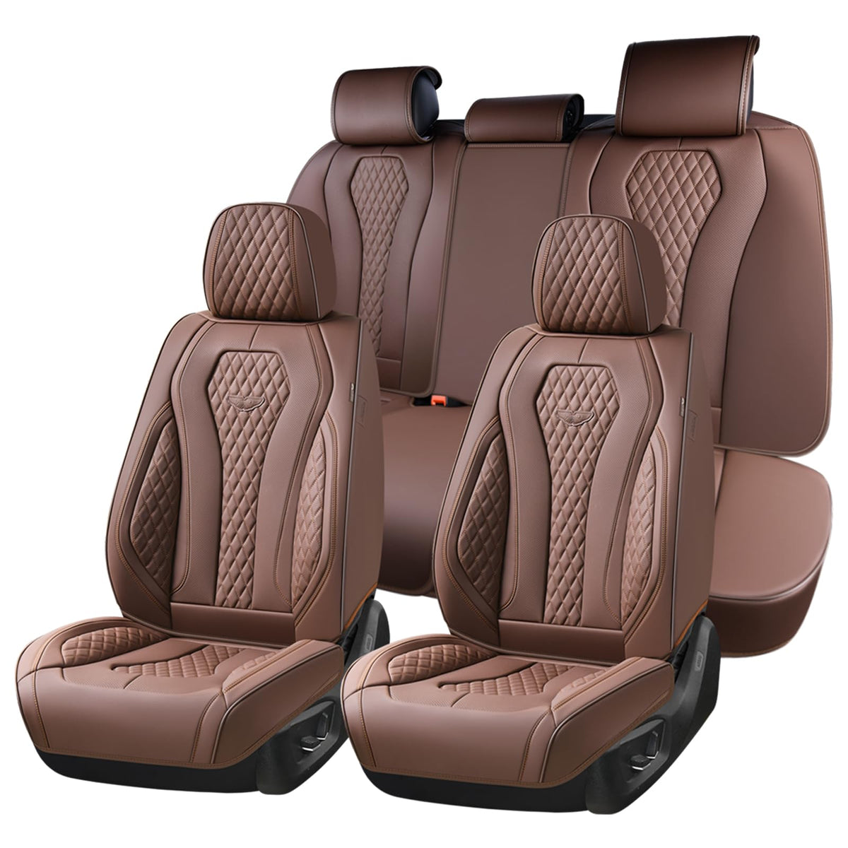 Coverado Seat Covers, Car Seat Covers Full Set, Leather Car Seat Cover, Car Seat Covers Front Seats Back Seat Cover Seat Protector Universal Fit Most Cars