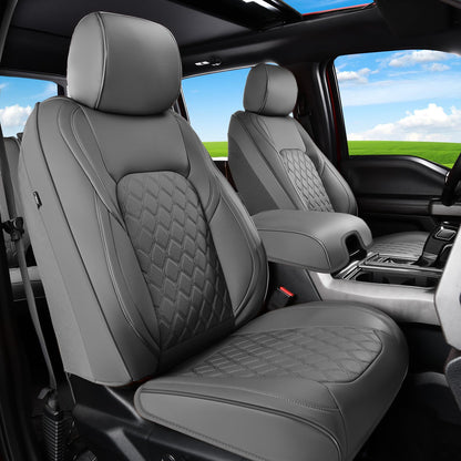 Huidasource Fit for Silverado Sierra Seat Cover, Thickened Split Nappa Leather Truck Seat Covers
