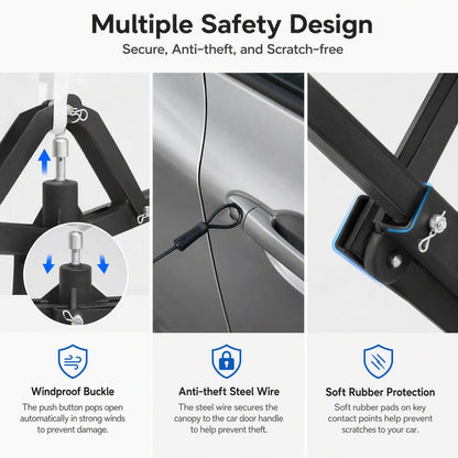 Car Sun Shade Umbrella Tent, UPF 30+ Waterproof Car Canopy Awning Cover, Wind Resistant Anti-Theft Car Protective Tent with Hydraulic Assist for Sun Rain Dust Protection