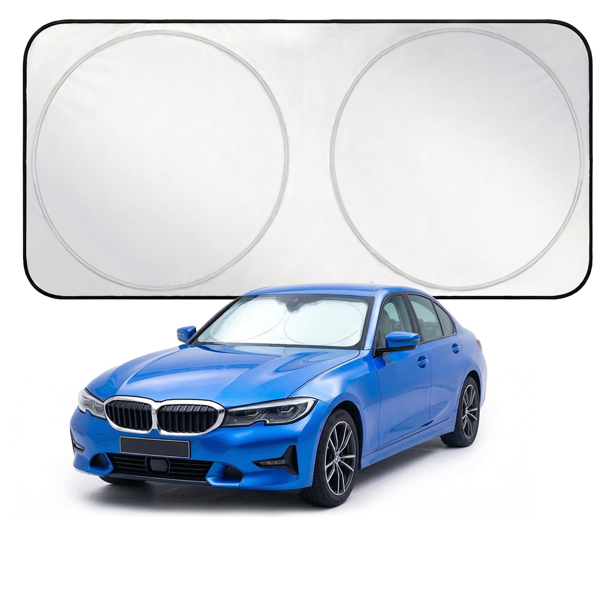 EzyShade Windshield Sun Shade with Shield-X Reflective Technology. See Vehicle Size-Chart. Foldable Car Sunshade for Front Windshield Window Car SUV Van Truck. Sun Visor Heat Shield