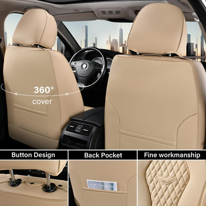Coverado Seat Covers, Car Seat Covers Full Set, Leather Car Seat Cover, Car Seat Covers Front Seats Back Seat Cover Seat Protector Universal Fit Most Cars