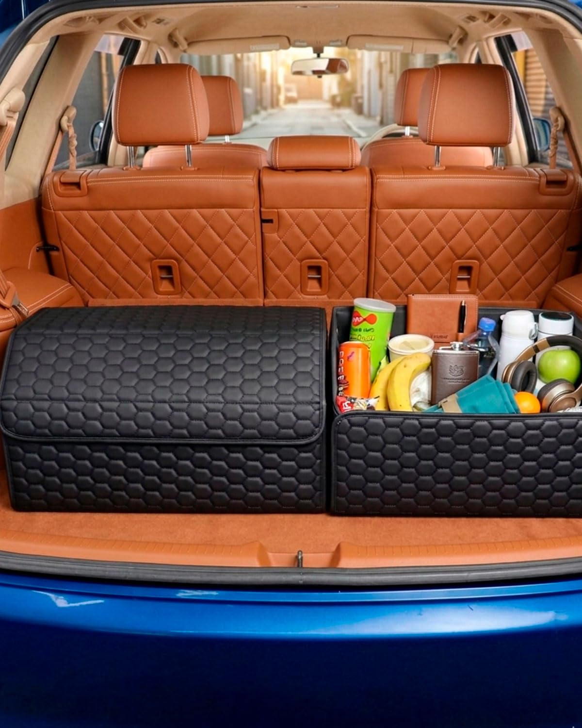 Owleys Car Trunk Organizer for SUV, Lid, PU Leather, 40L or 50L