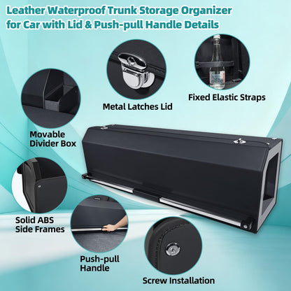 Leather Car Trunk Organizer with LED Light, SUV Organizer Trunk Storage