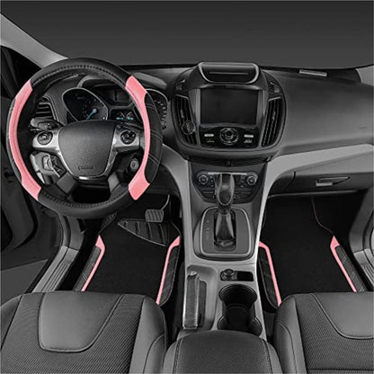 Microfiber Steering Wheel Cover & Car Floor Mats Combo