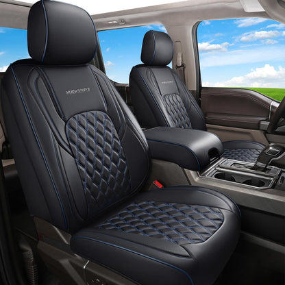 Huidasource Fit for Silverado Sierra Seat Cover, Thickened Split Nappa Leather Truck Seat Covers